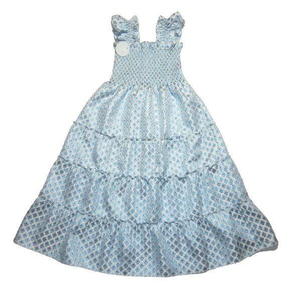 NWT Hill House Ellie Nap in Blue White Brocade Snowflake Smocked Midi Dress XL - Picture 2 of 7